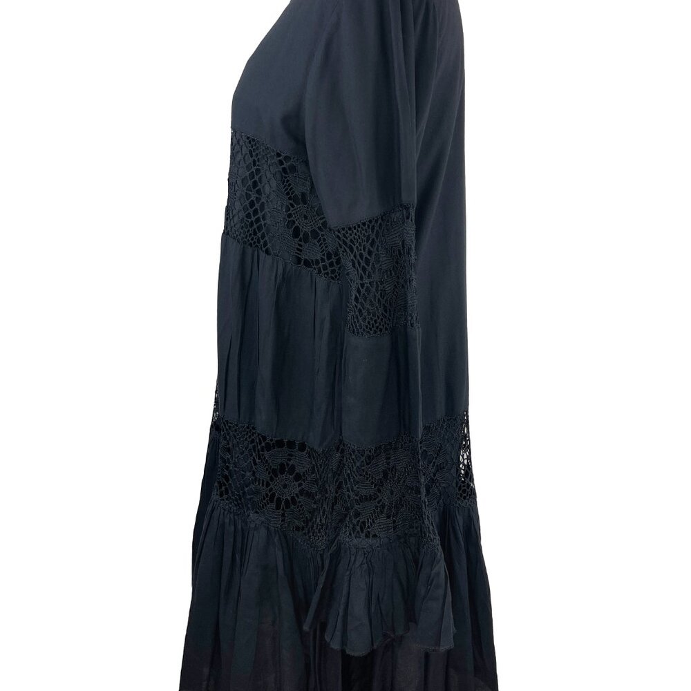 NWOT Tularosa Berkley Tiered Lace Bell Sleeve Black Dress - Picture 3 of 7